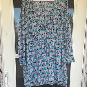 Crown & Ivy Blue Elephant V-Neck Dress